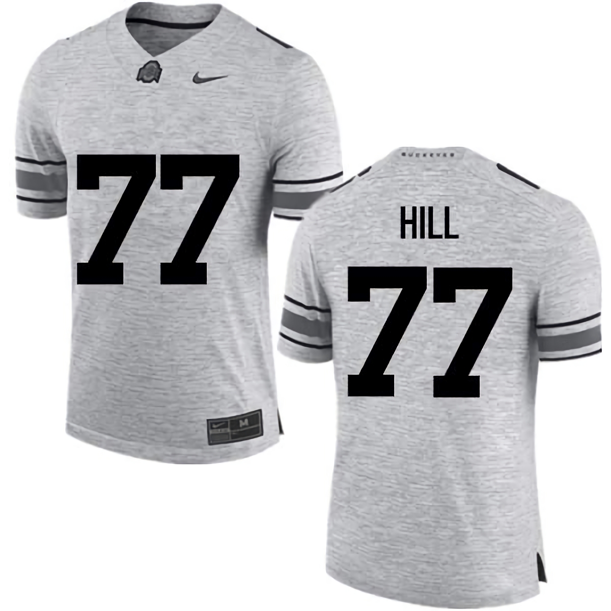 Michael Hill Ohio State Buckeyes Men's NCAA #77 Nike Gray College Stitched Football Jersey HZF6256HA